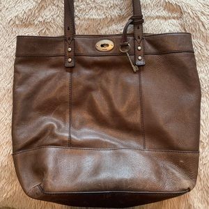 Fossil brown leather tote